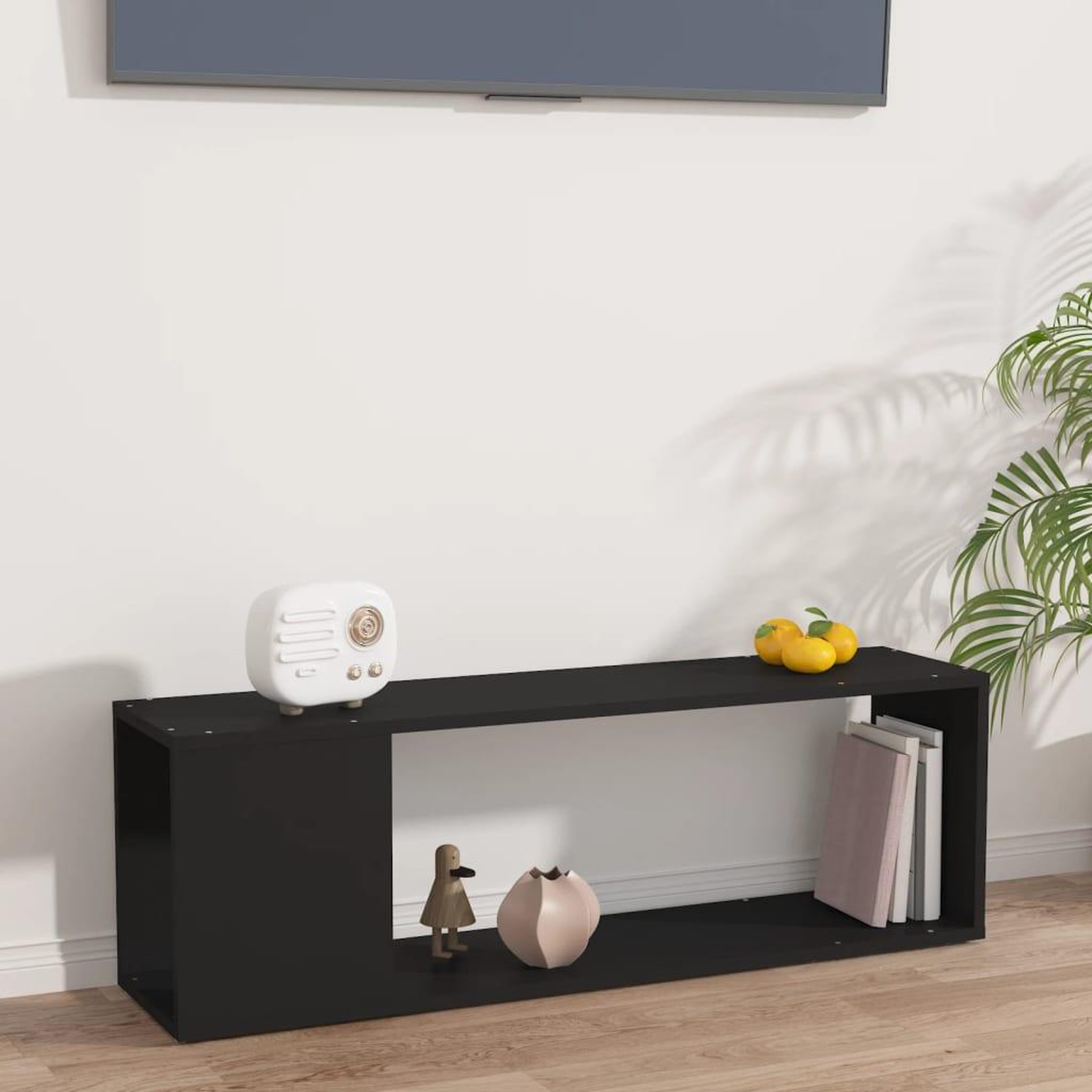 Voir la diapositive 1 : VIDAXL Meuble TV Noir 100x24x32 cm Bois d'ingenierie