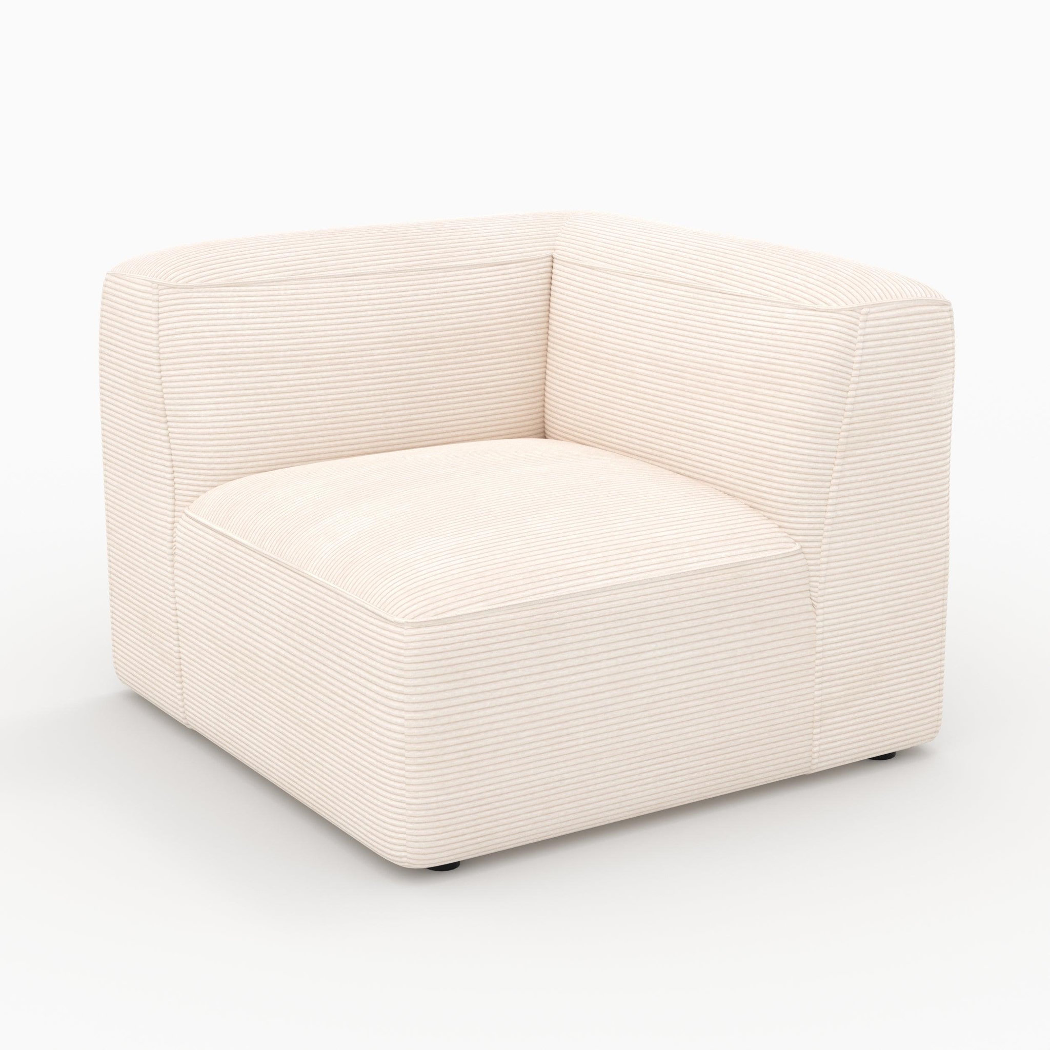 MAISON PAVANE Angle droit pour canapé modulable en velours blanc cassé-mina