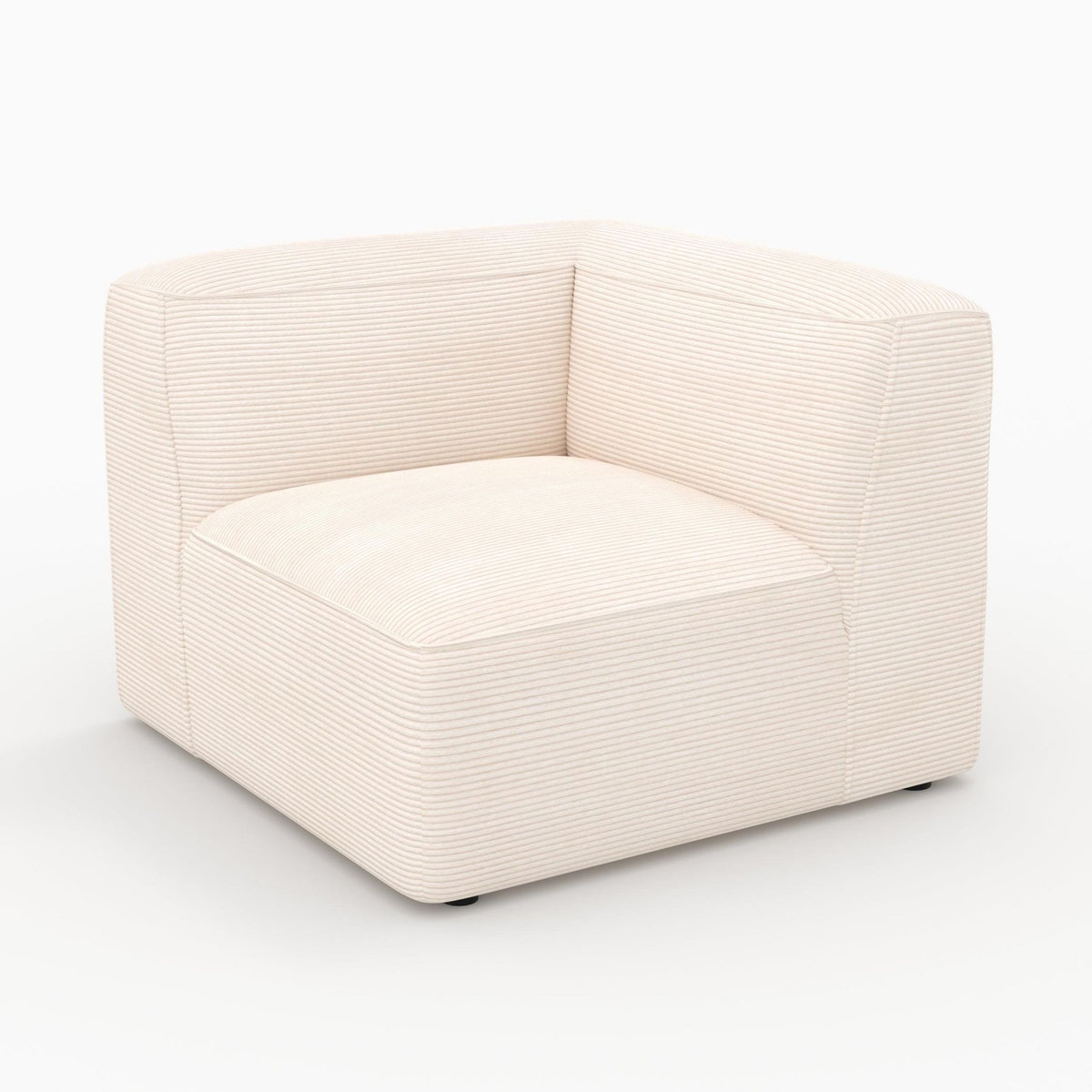 Rendez vous déco Angle droit pour canapé modulable en velours blanc cassé-Mina