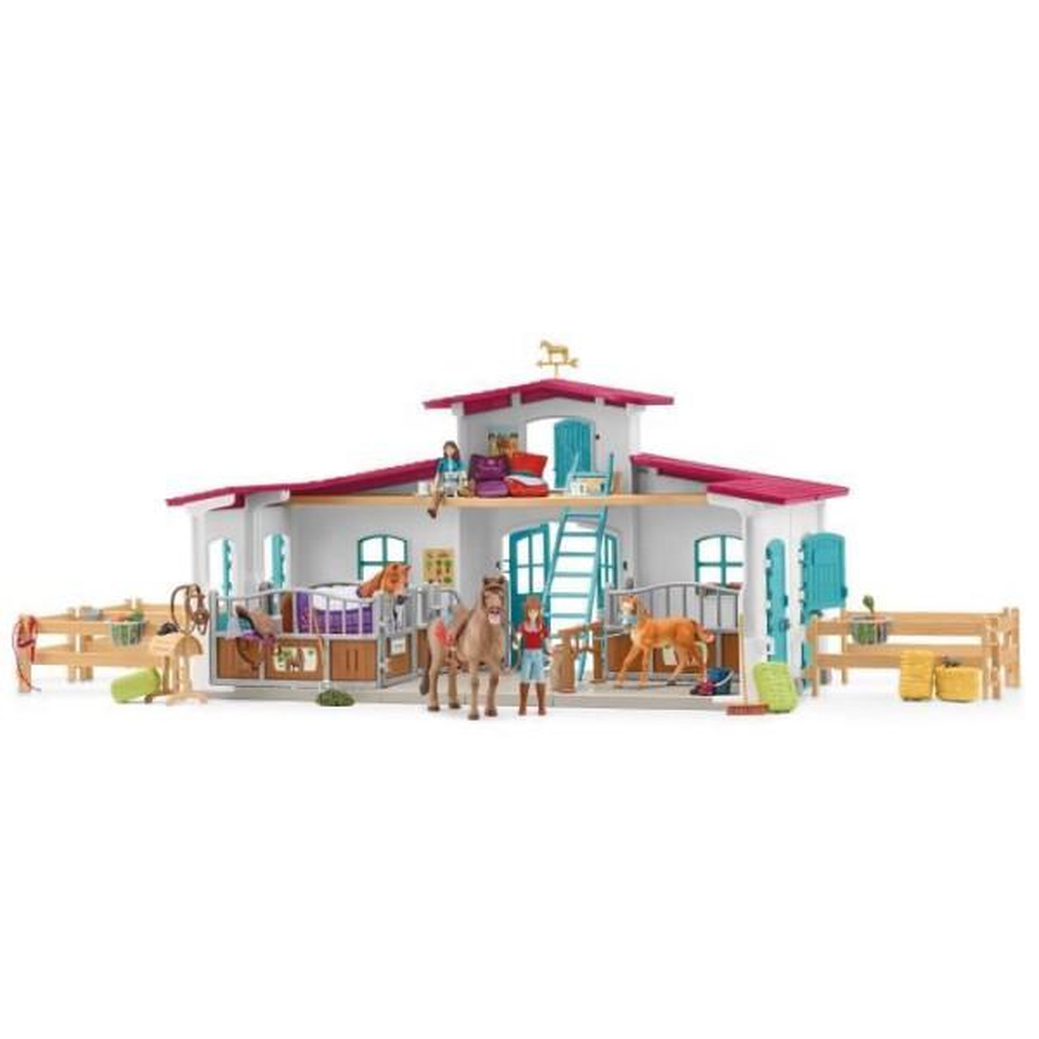 Voir la diapositive 2 : Schleich Centre équestre modulable de Lakeside pour chevaux, coffret figurines avec 115 éléments, Schleich 42567 Horse Club