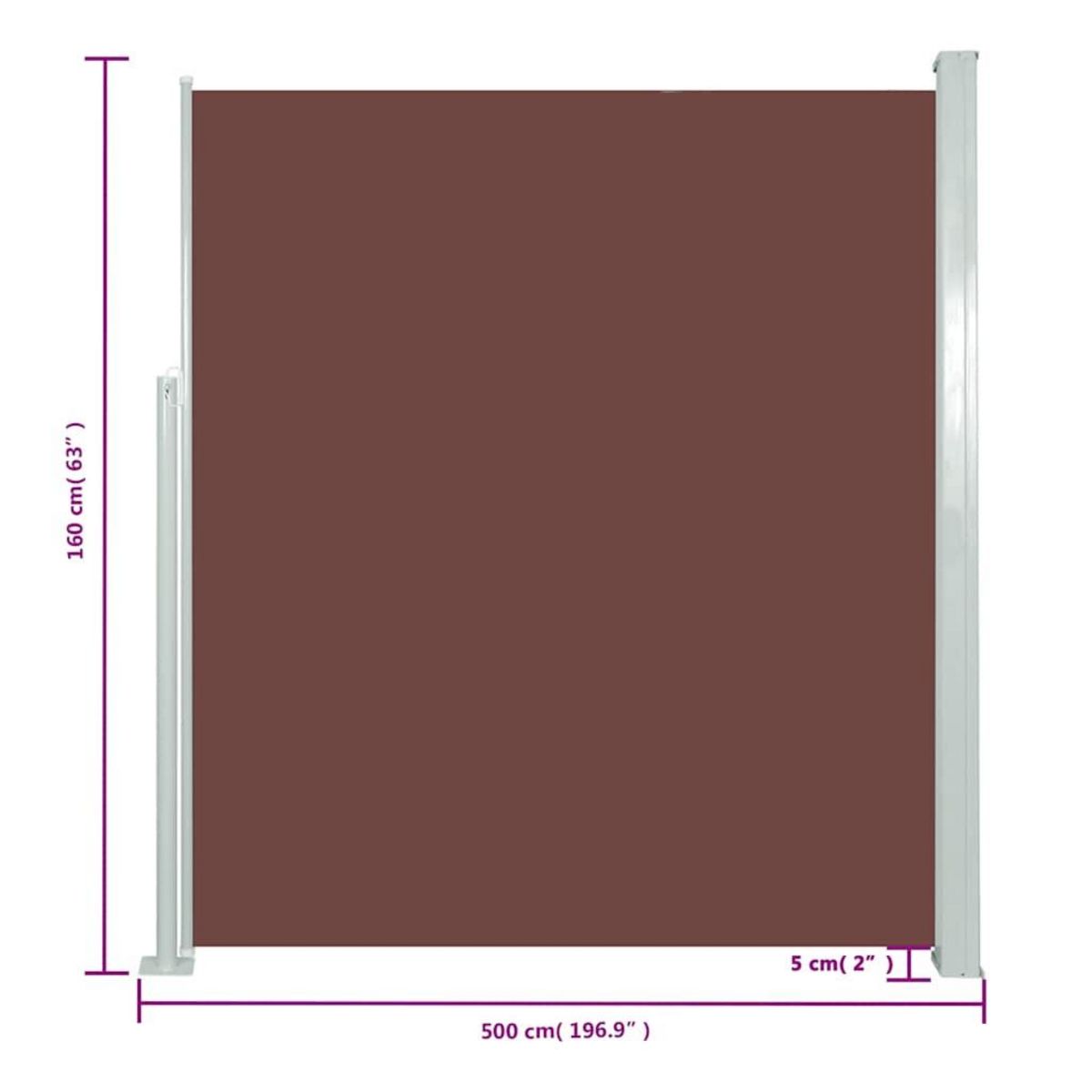 VIDAXL Auvent lateral retractable 160 x 500 cm Marron