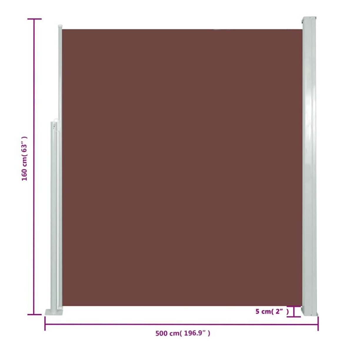 VIDAXL Auvent lateral retractable 160 x 500 cm Marron