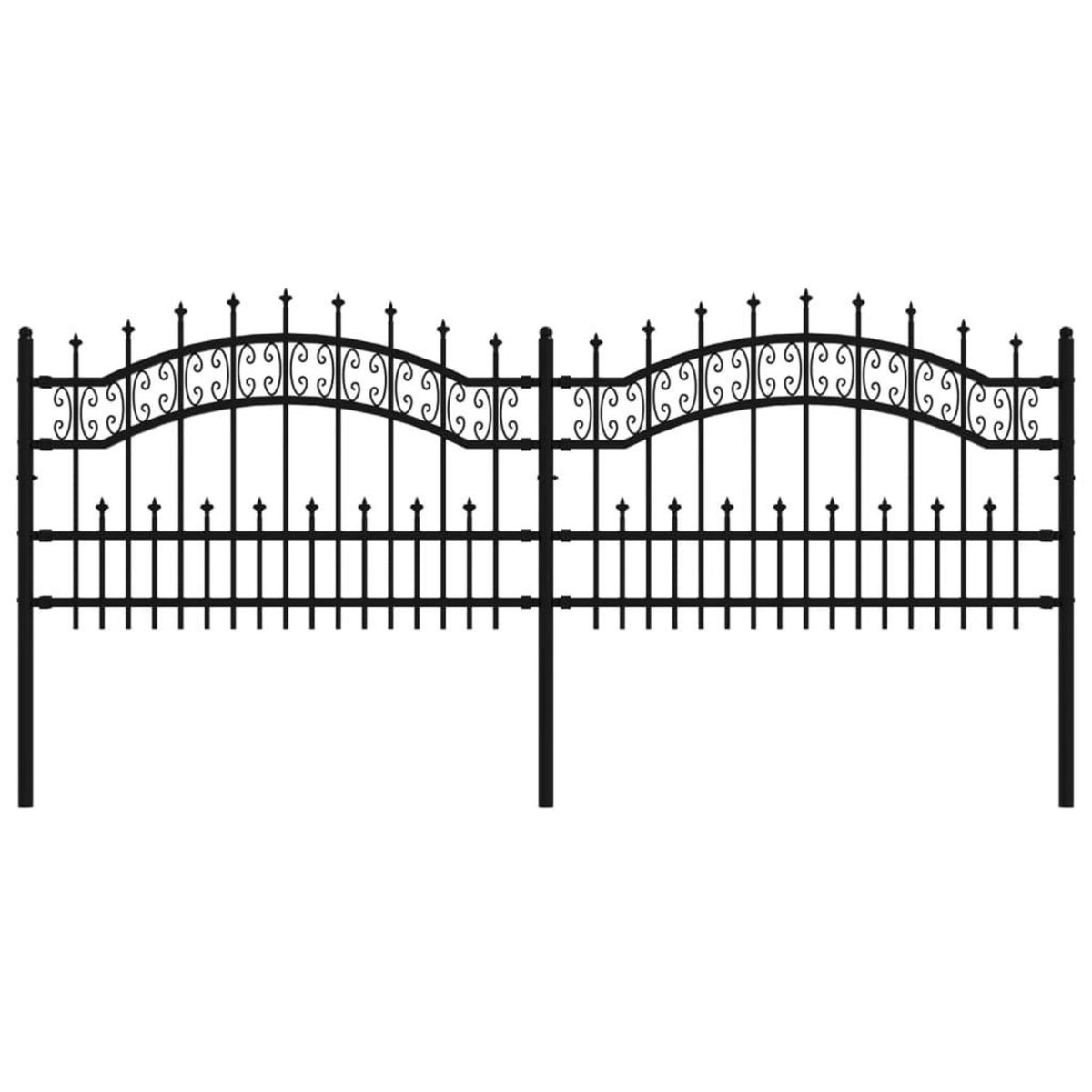 VIDAXL Cloture de jardin avec sommet de lance Noir 115 cm