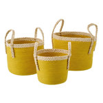 Paris Prix Lot de 3 Paniers de Rangement  Issac  29cm Moutarde
