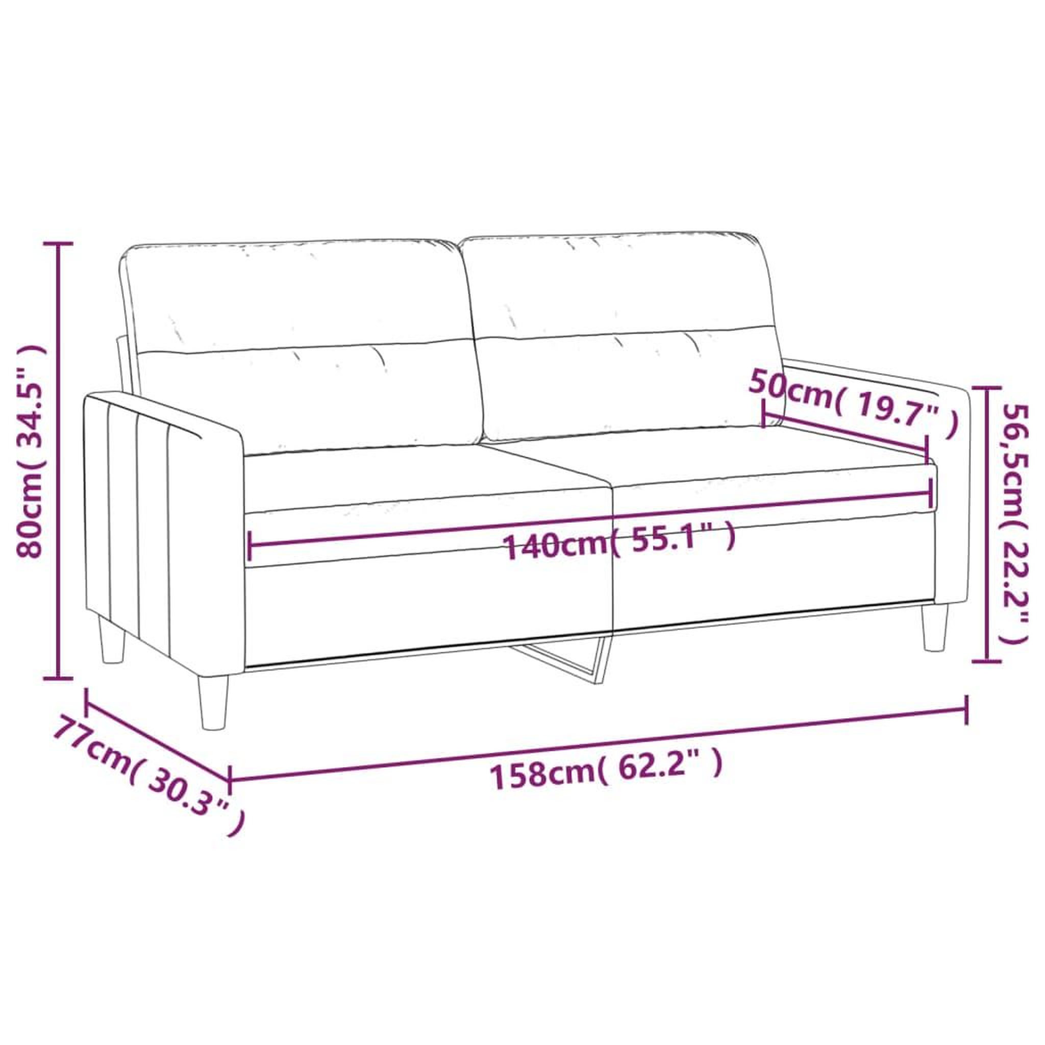 Voir la diapositive 6 : VIDAXL Canape a 2 places Rouge bordeaux 140 cm Tissu