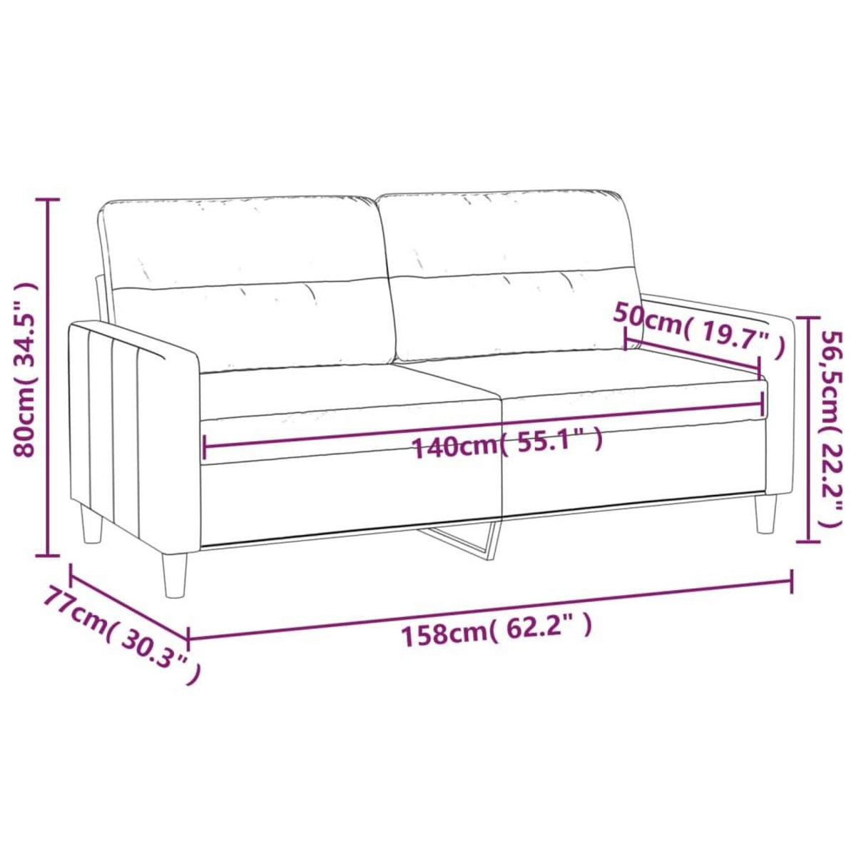 VIDAXL Canape a 2 places Rouge bordeaux 140 cm Tissu