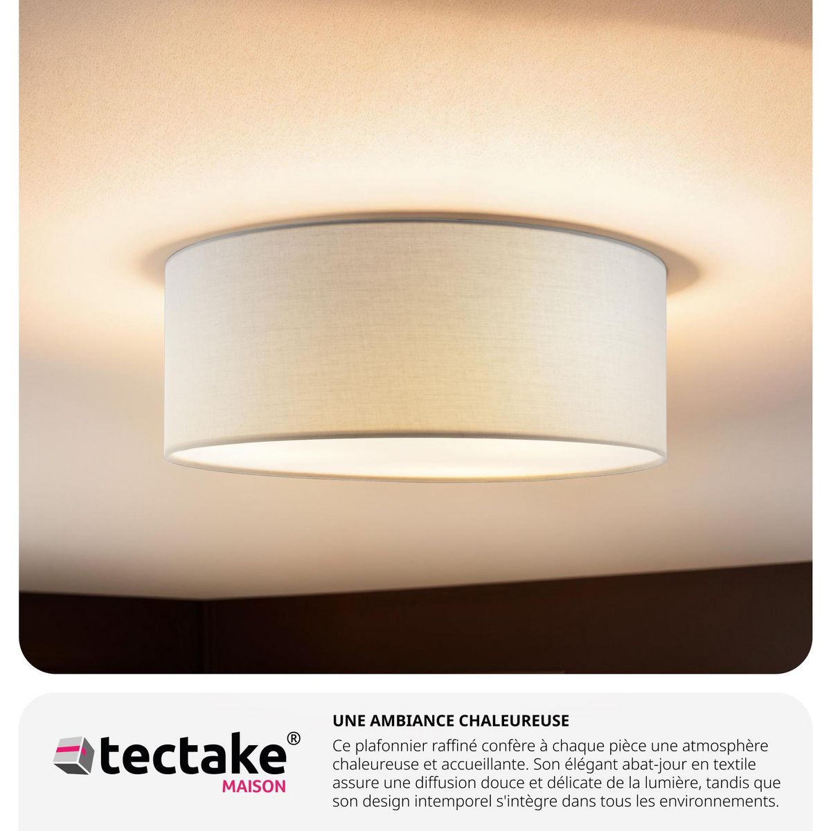 tectake Plafonnier structure en acier gris