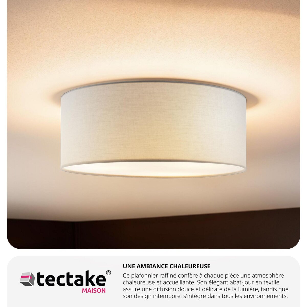 tectake Plafonnier structure en acier gris