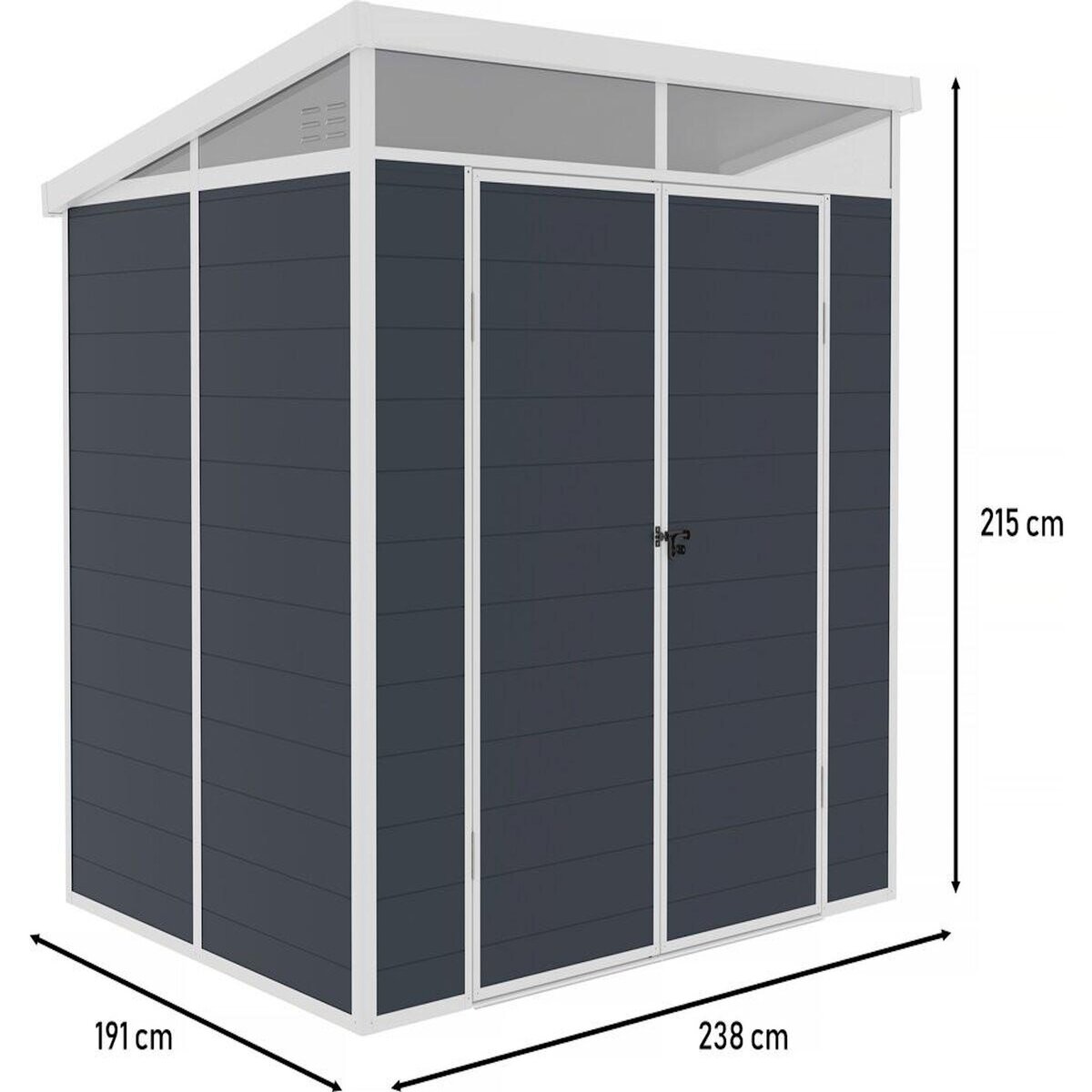 Habitat et Jardin Abri de jardin  Detroit  en résine - Gris - 4.54m² - 1.91 x 2.38 m