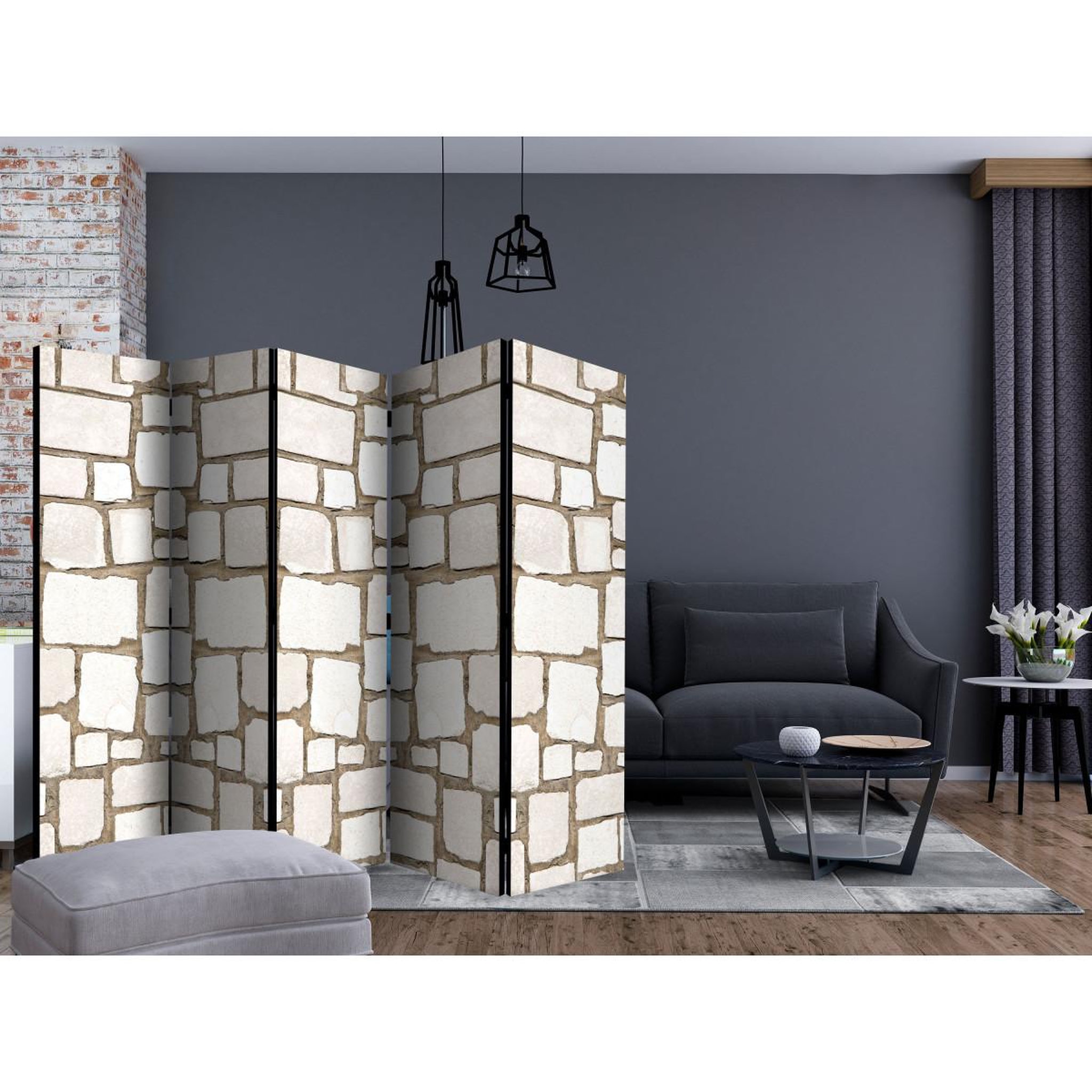 Voir la diapositive 2 : Paris Prix Paravent 5 volets  stone riddle  172x225cm