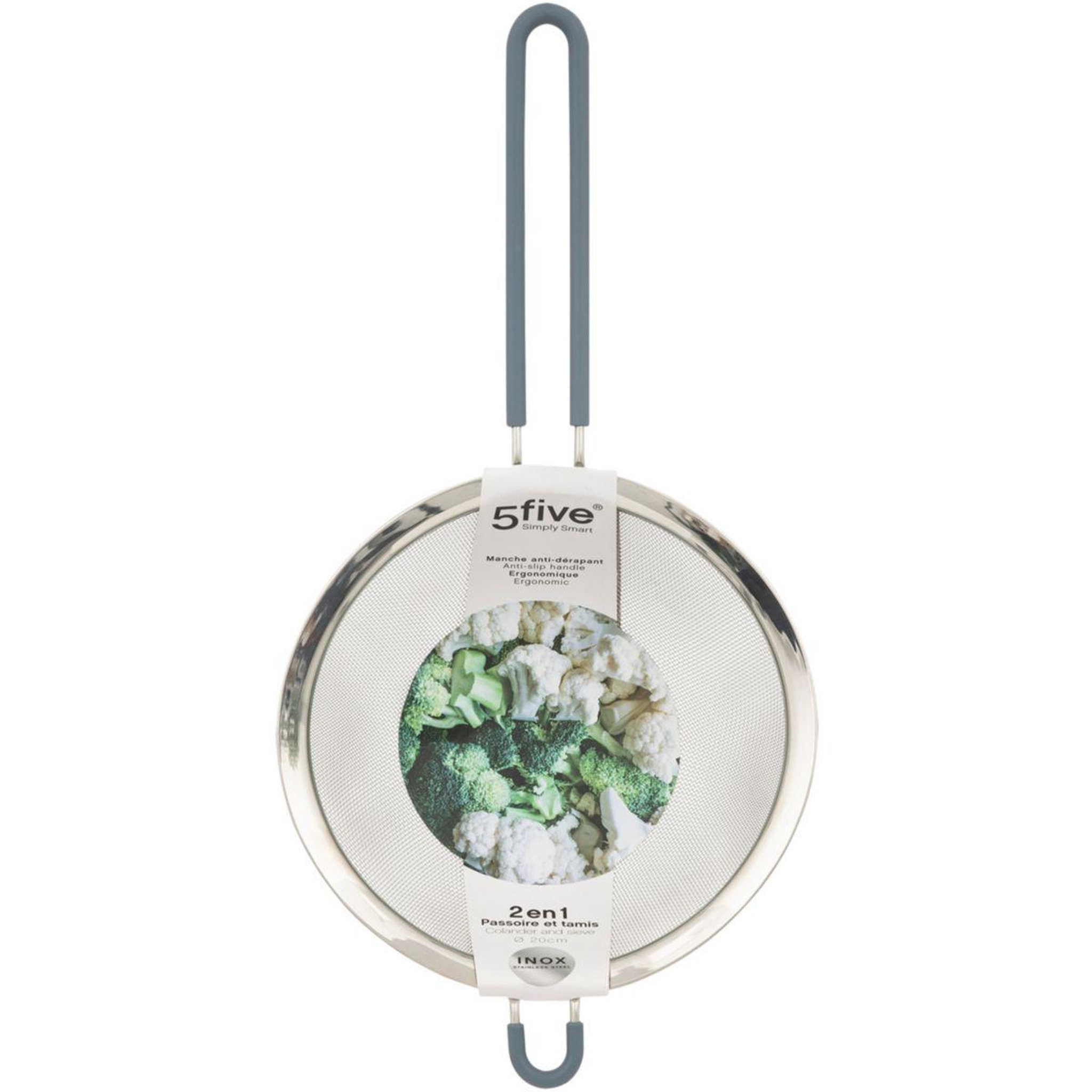 Voir la diapositive 3 : FIVE Passoire tamis 20cm inox et silicone