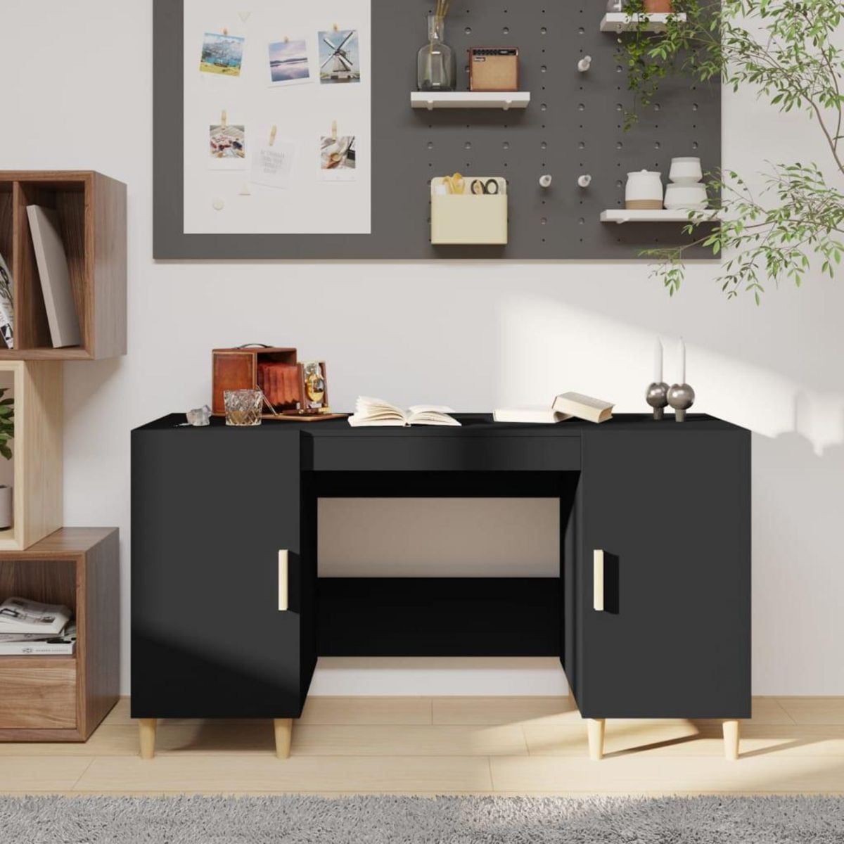 VIDAXL Bureau Noir 140x50x75 cm Bois d'ingenierie