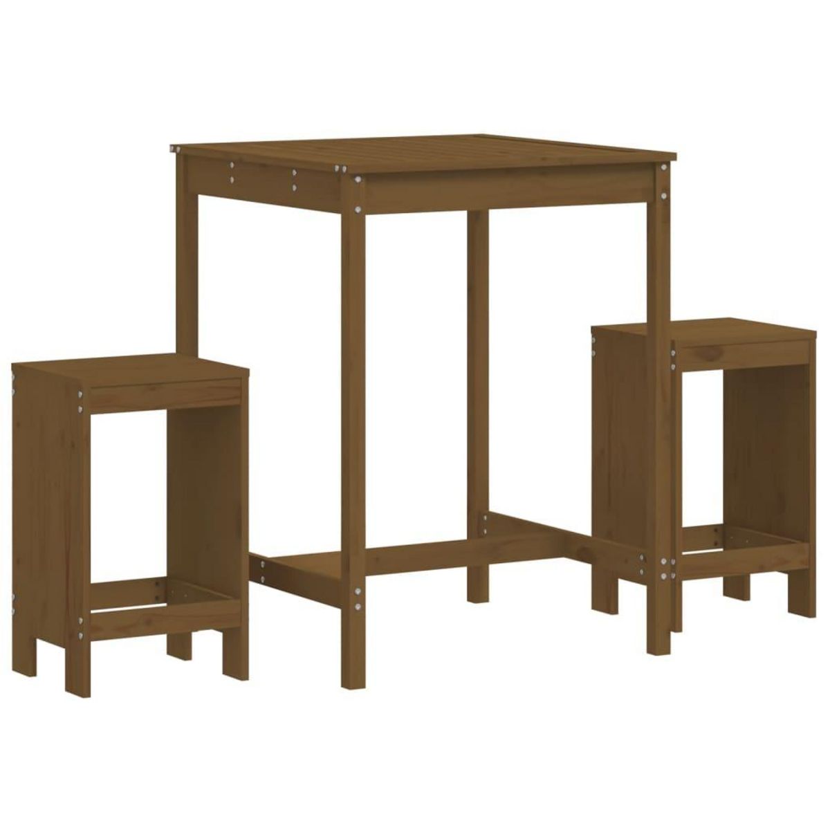 VIDAXL Ensemble de bar de jardin 3 pcs marron miel bois pin massif