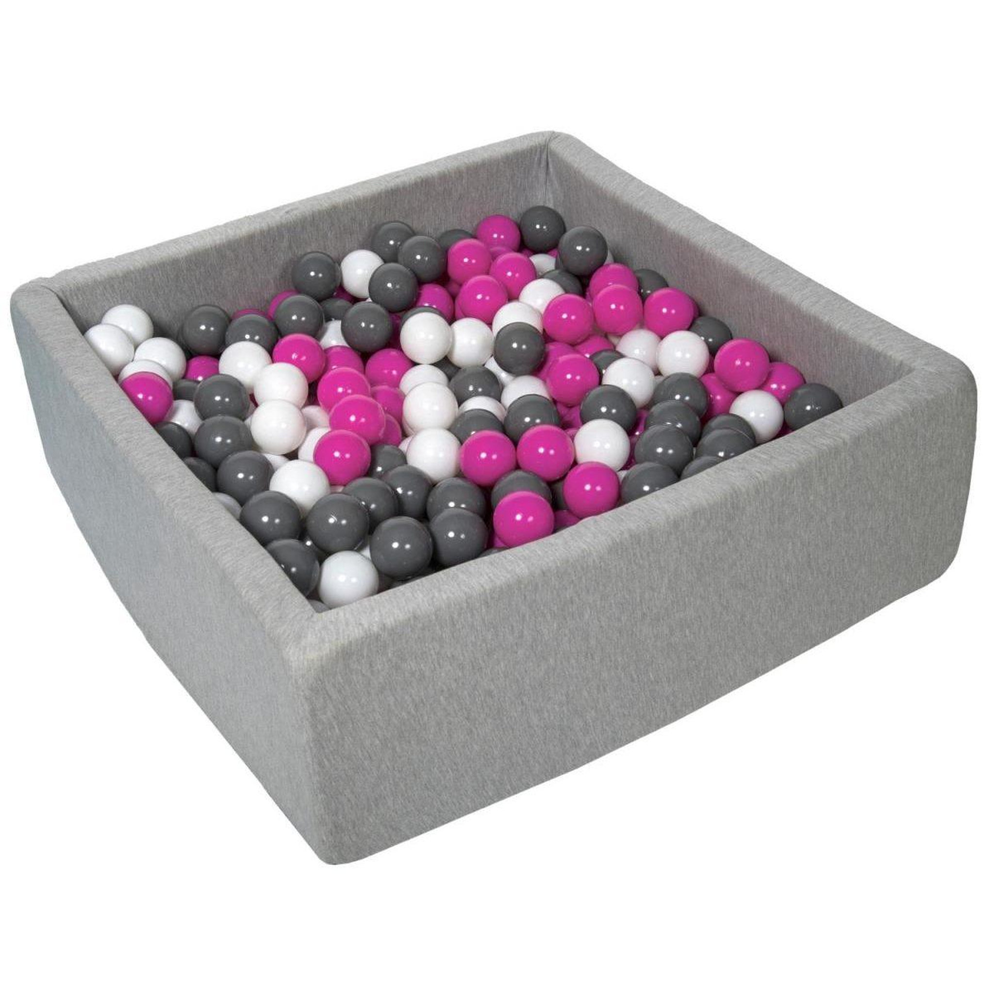 VELINDA Piscine à balles 90x90 cm blanc, rose, gris - 450 balles