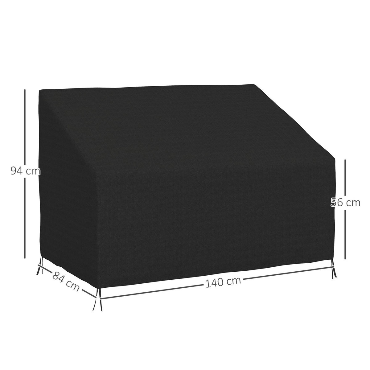 OUTSUNNY Housse de protection mobilier de jardin bâche étanche 140L x 84l x 56/94H cm oxford haute densité 600D noir