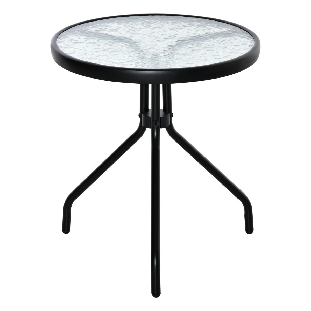 OUTSUNNY Table basse ronde bistro de jardin dim. Ø 50 x 55H cm piètement trépied métal époxy noir plateau verre trempé