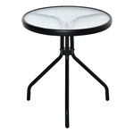 OUTSUNNY Table basse ronde bistro de jardin dim. Ø 50 x 55H cm piètement trépied métal époxy noir plateau verre trempé