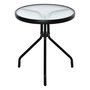 Voir la diapositive 1 : OUTSUNNY Table basse ronde bistro de jardin dim. Ø 50 x 55H cm piètement trépied métal époxy noir plateau verre trempé