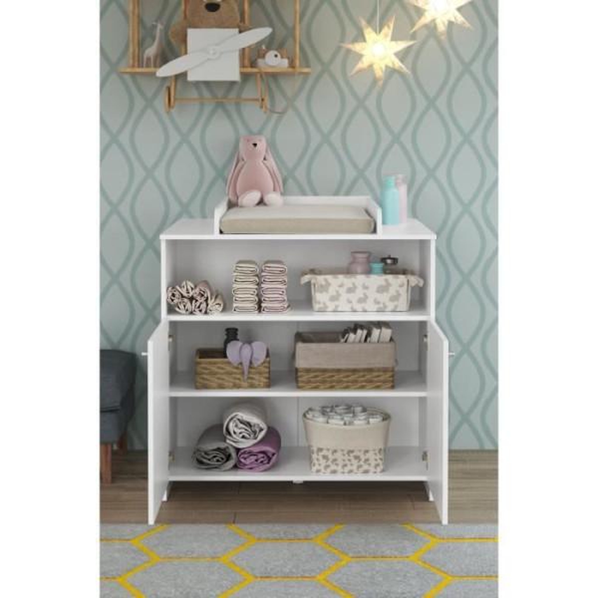 Voir la diapositive 6 : Trendteam Chambre bébé Duo : Lit 70 x 140 cm + Commode a langer NIKO - Blanc - TREND TEAM