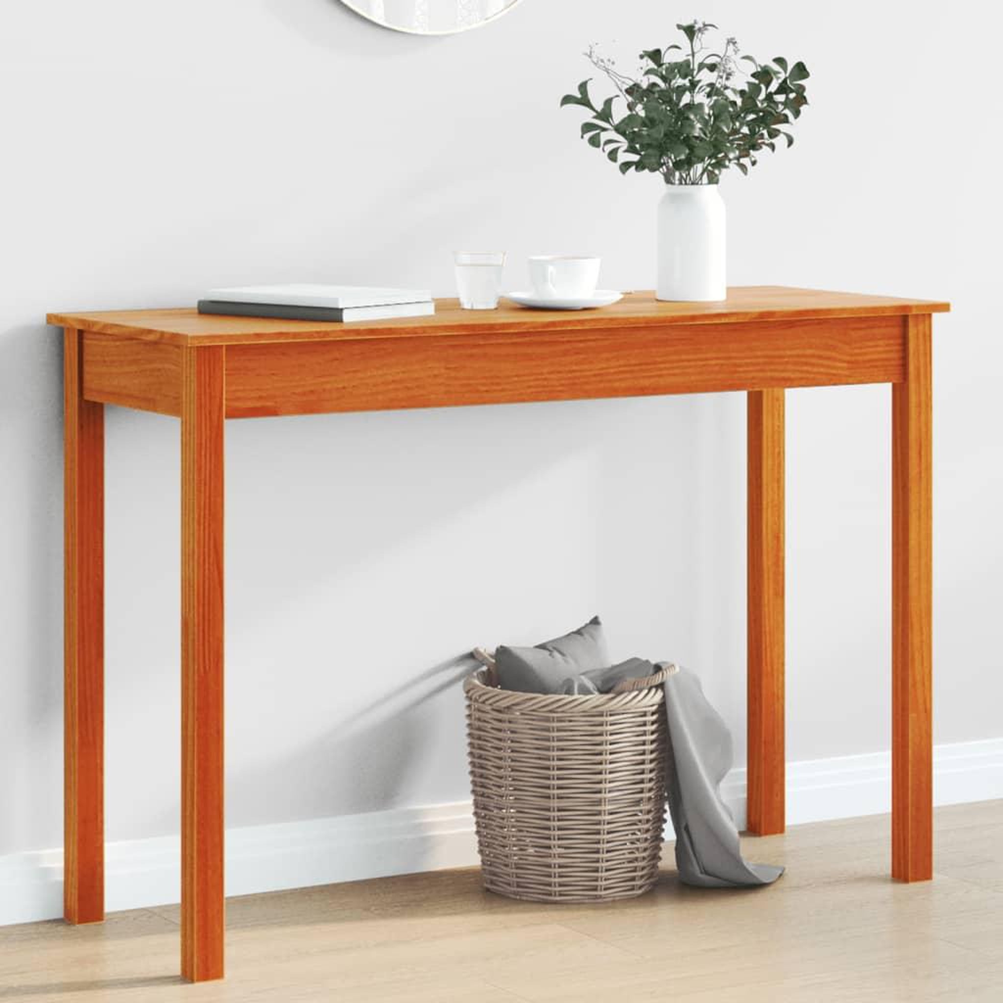 Voir la diapositive 1 : VIDAXL Table console marron miel 110x40x75 cm bois massif de pin