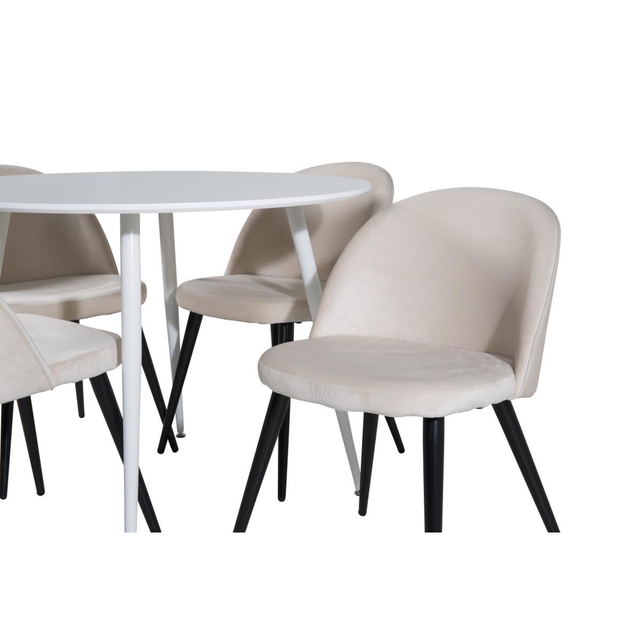 Voir la diapositive 2 : Paris Prix Ensemble table à manger & 4 chaises  plaza i & velvet  100cm blanc & beige