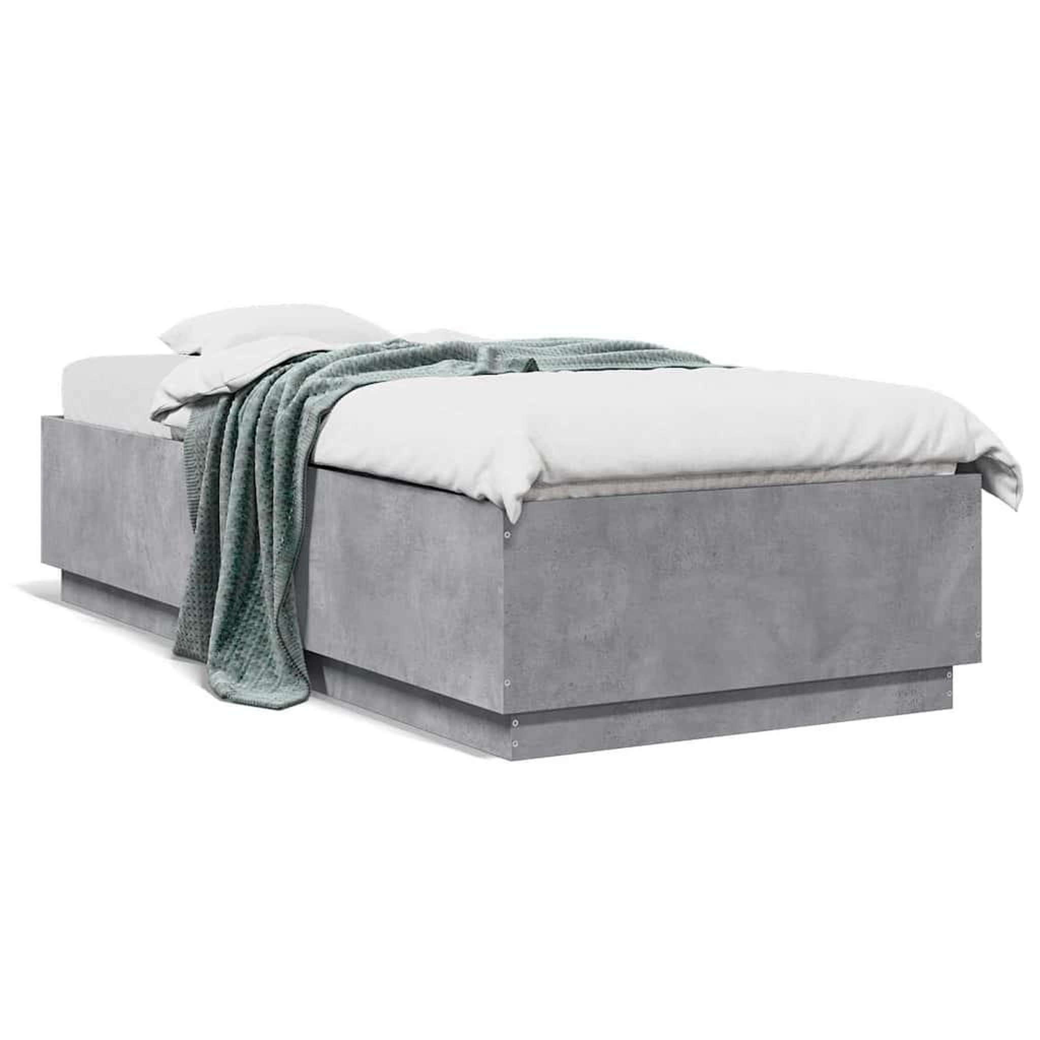 Voir la diapositive 2 : VIDAXL Cadre de lit sans matelas gris beton 100x200 cm