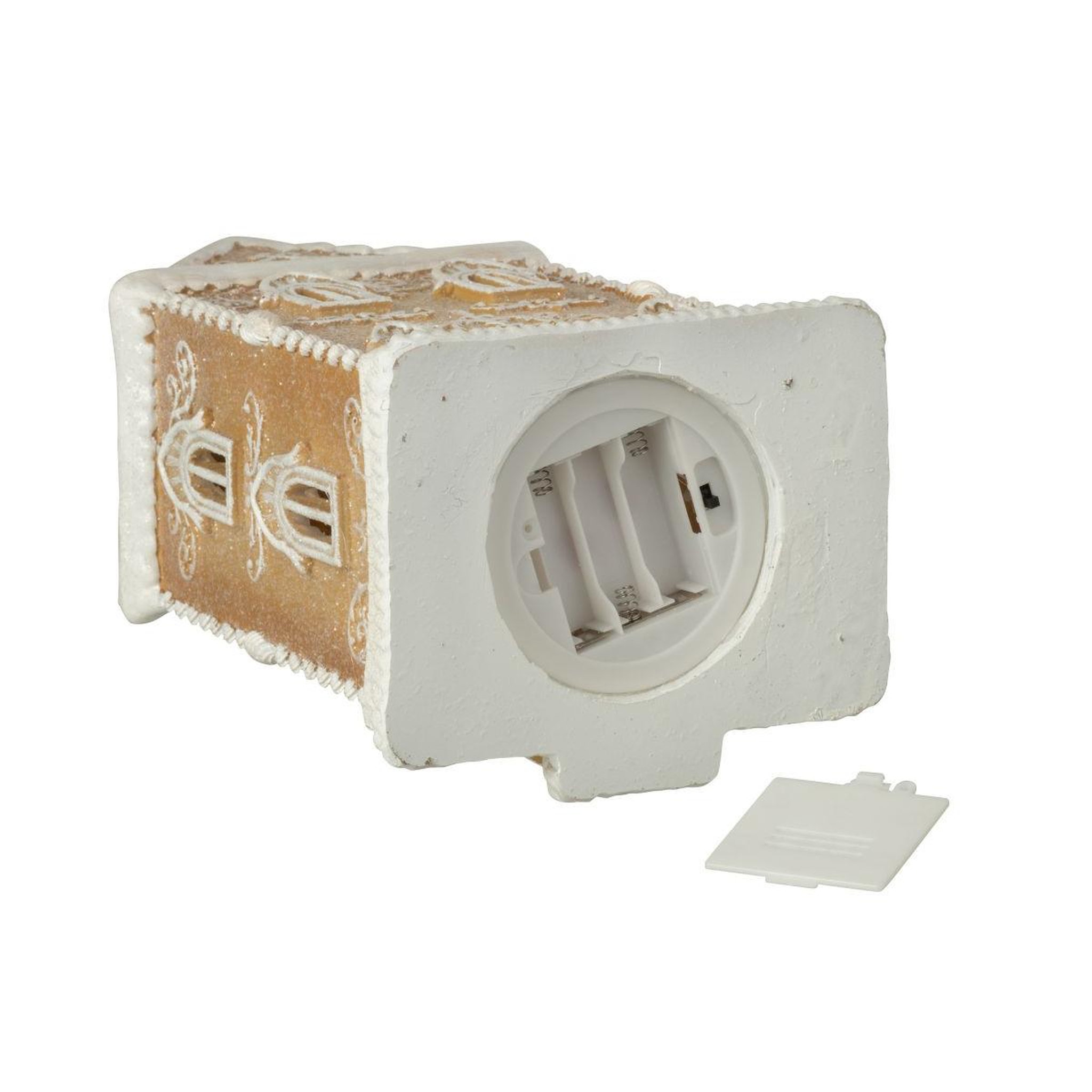 Voir la diapositive 4 : J-LINE Maison pain d'épice à led  danae  34cm beige