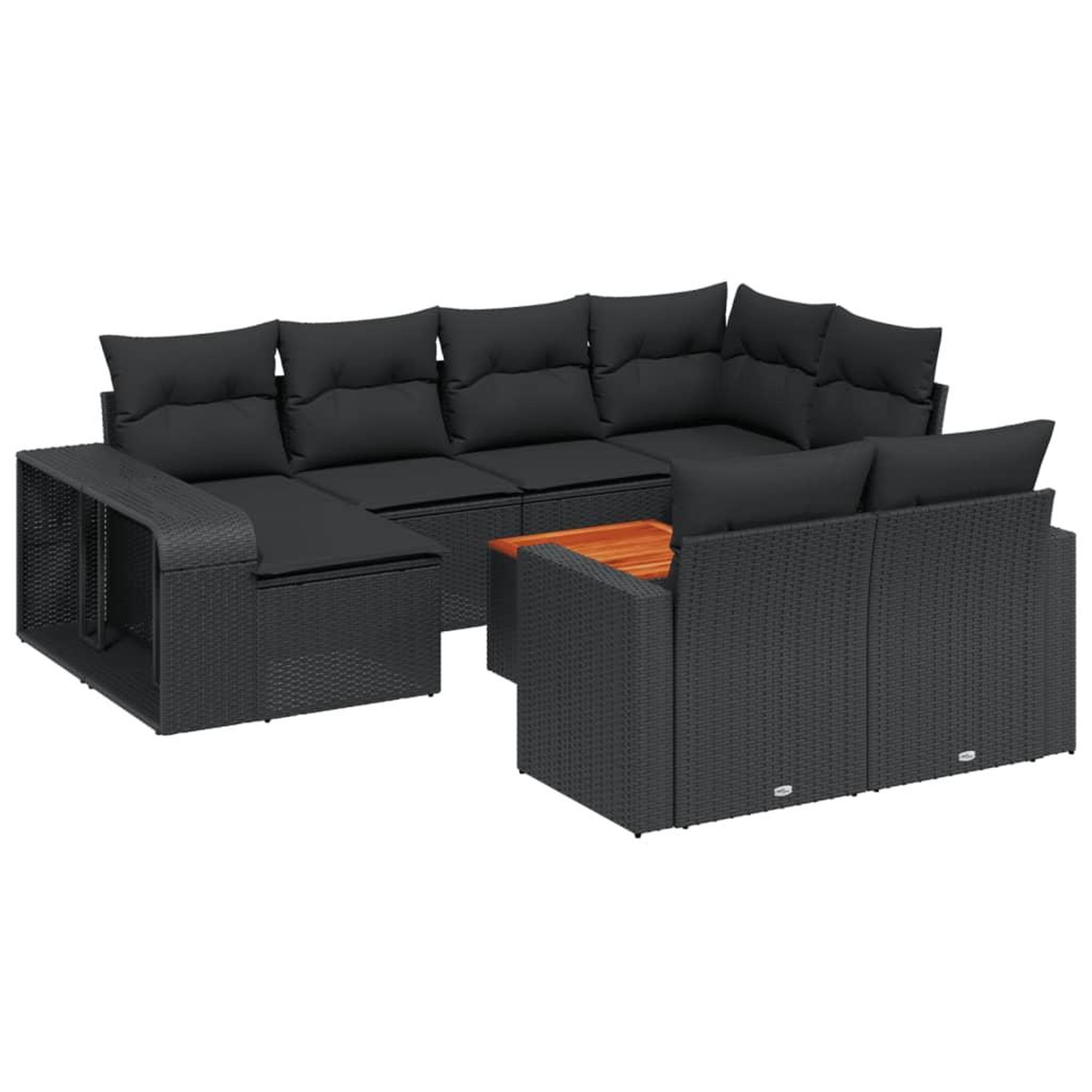 Voir la diapositive 2 : VIDAXL Salon de jardin 11 pcs avec coussins noir resine tressee