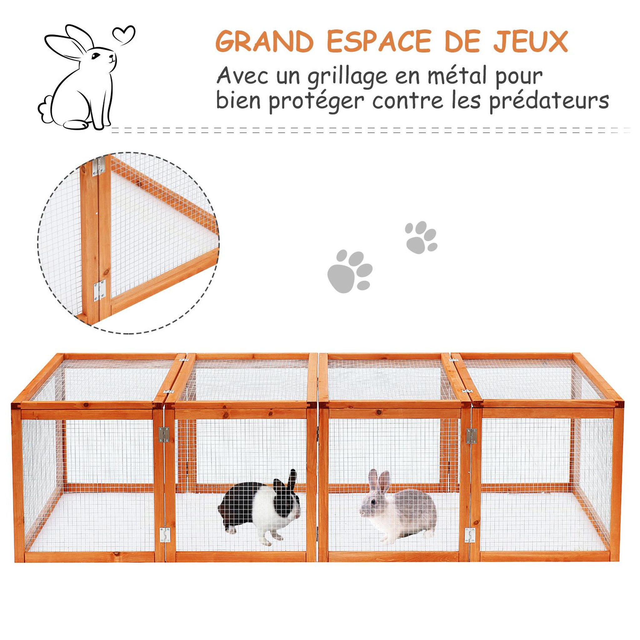 Voir la diapositive 4 : PAWHUT Clapier cage à lapins extérieur intérieur 2 portes supérieures 181l x 100l x 48h cm bois massif pin