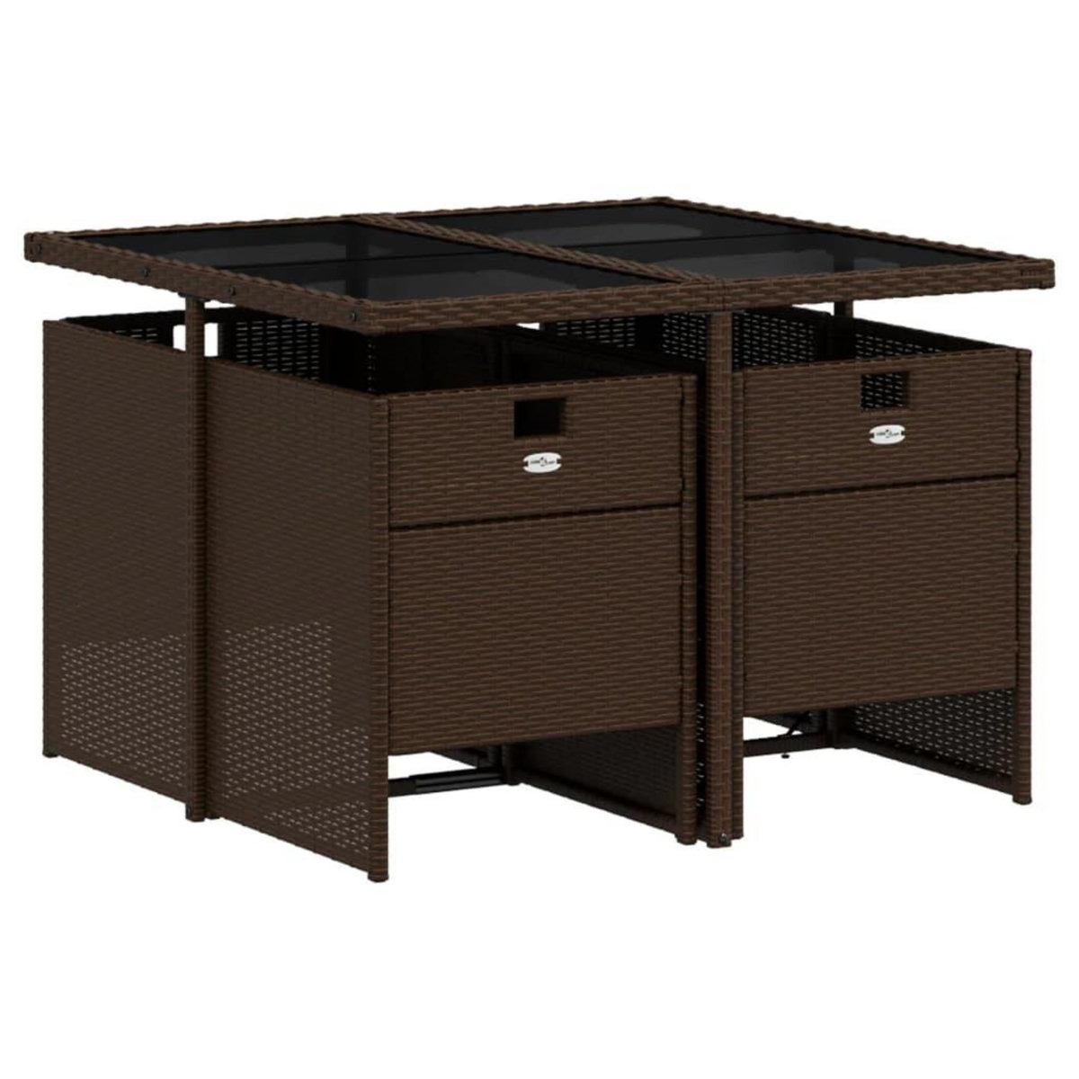 VIDAXL Ensemble a manger de jardin 5 pcs et coussins marron poly rotin