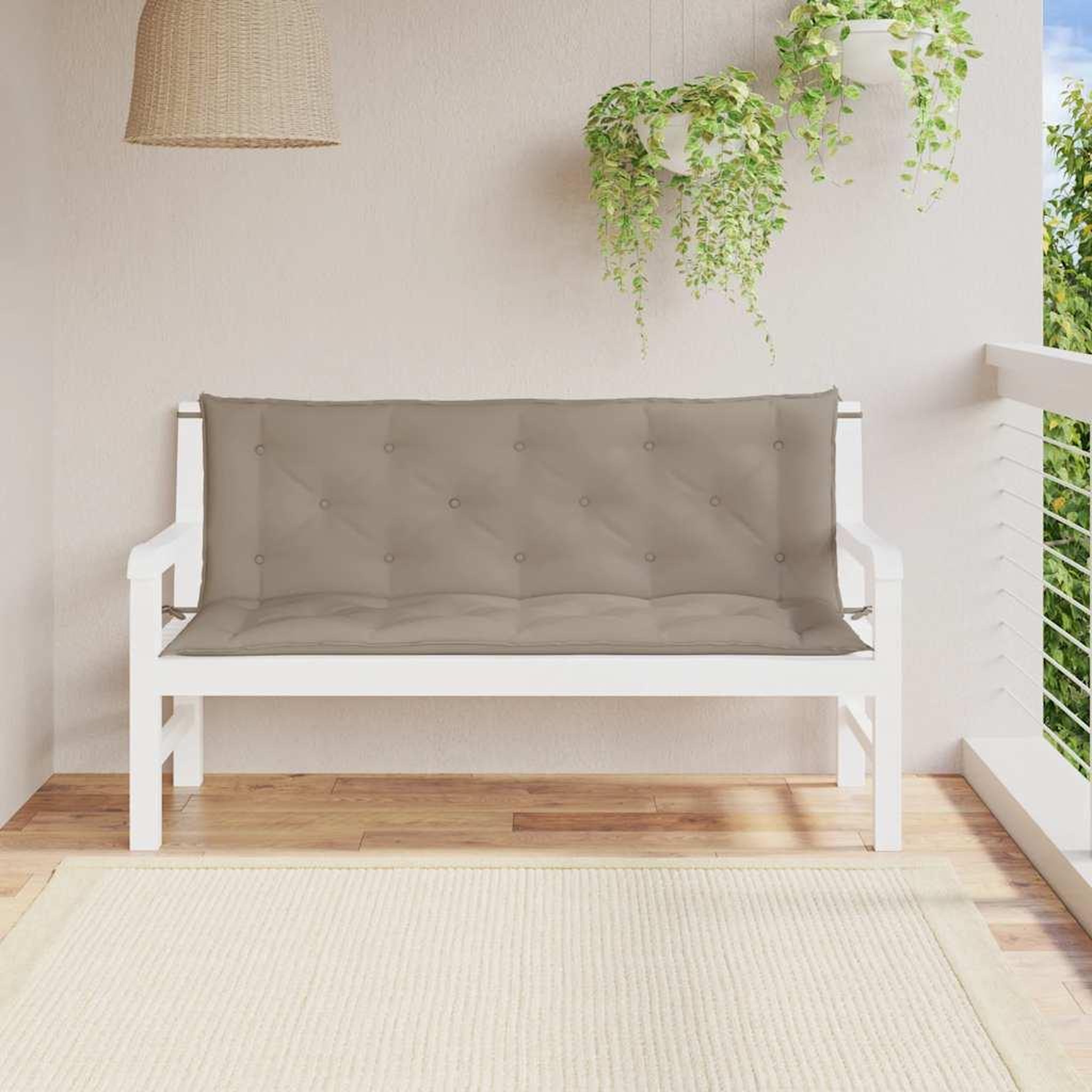 Voir la diapositive 4 : VIDAXL Coussin de banc de jardin taupe 150x(50+50)x7 cm tissu oxford