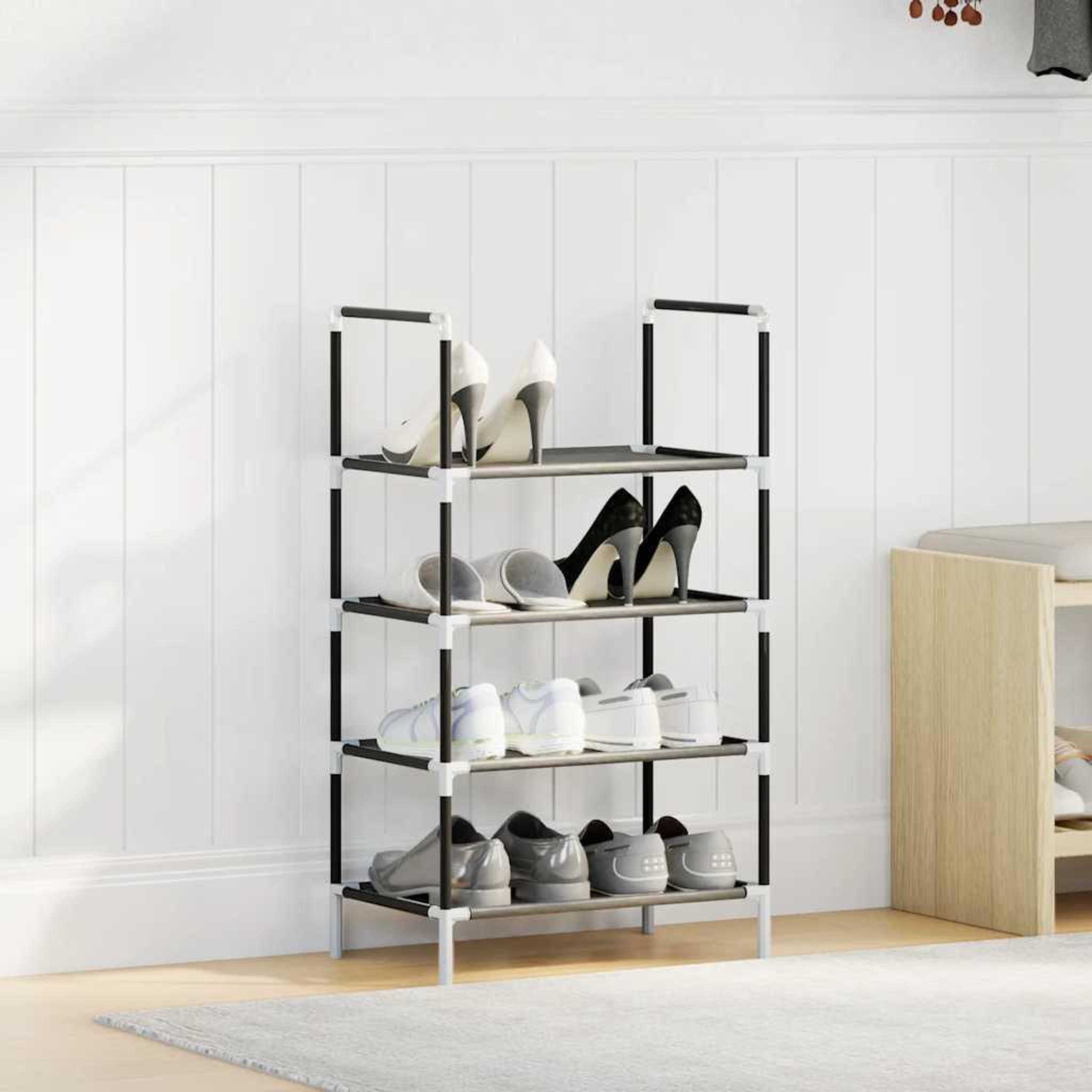 Voir la diapositive 3 : VIDAXL Etagere a chaussures 4 niveaux 44x28x77 cm tissu non-tisse