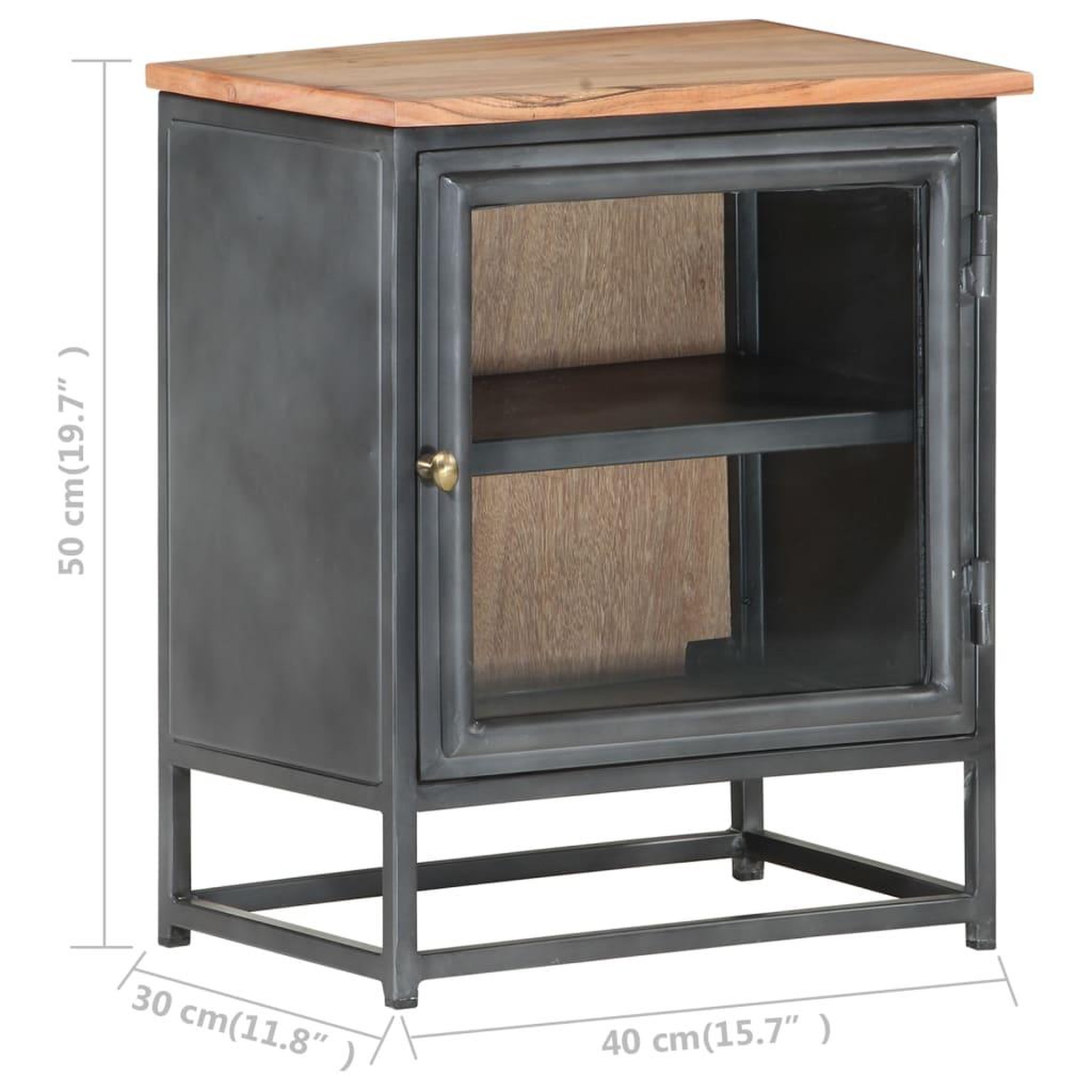 Voir la diapositive 6 : VIDAXL Table de chevet gris 40x30x50 cm bois d'acacia massif