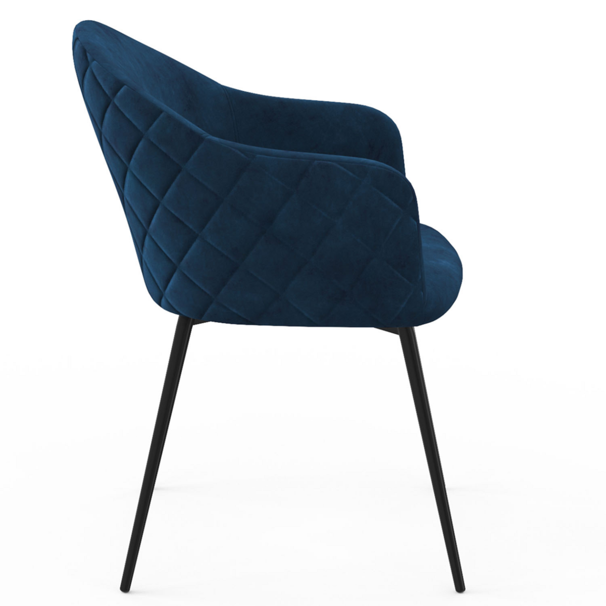 ID MARKET Lot de 2 chaises de salle à manger, fauteuils de table MOLY en velours gaufré bleu canard