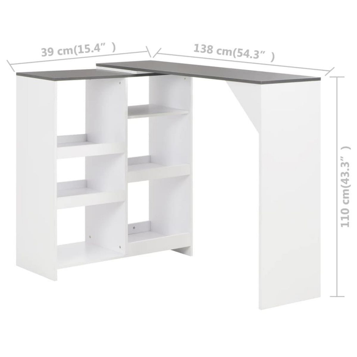 VIDAXL Table de bar avec tablette amovible Blanc 138x39x110 cm