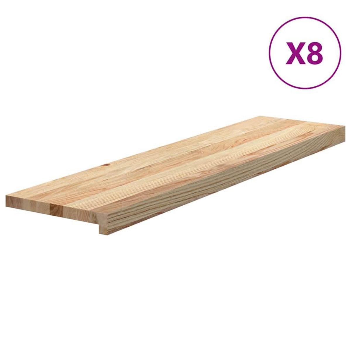 VIDAXL Marches d'escalier 8pcs non traite 100x25x2cm bois chene massif