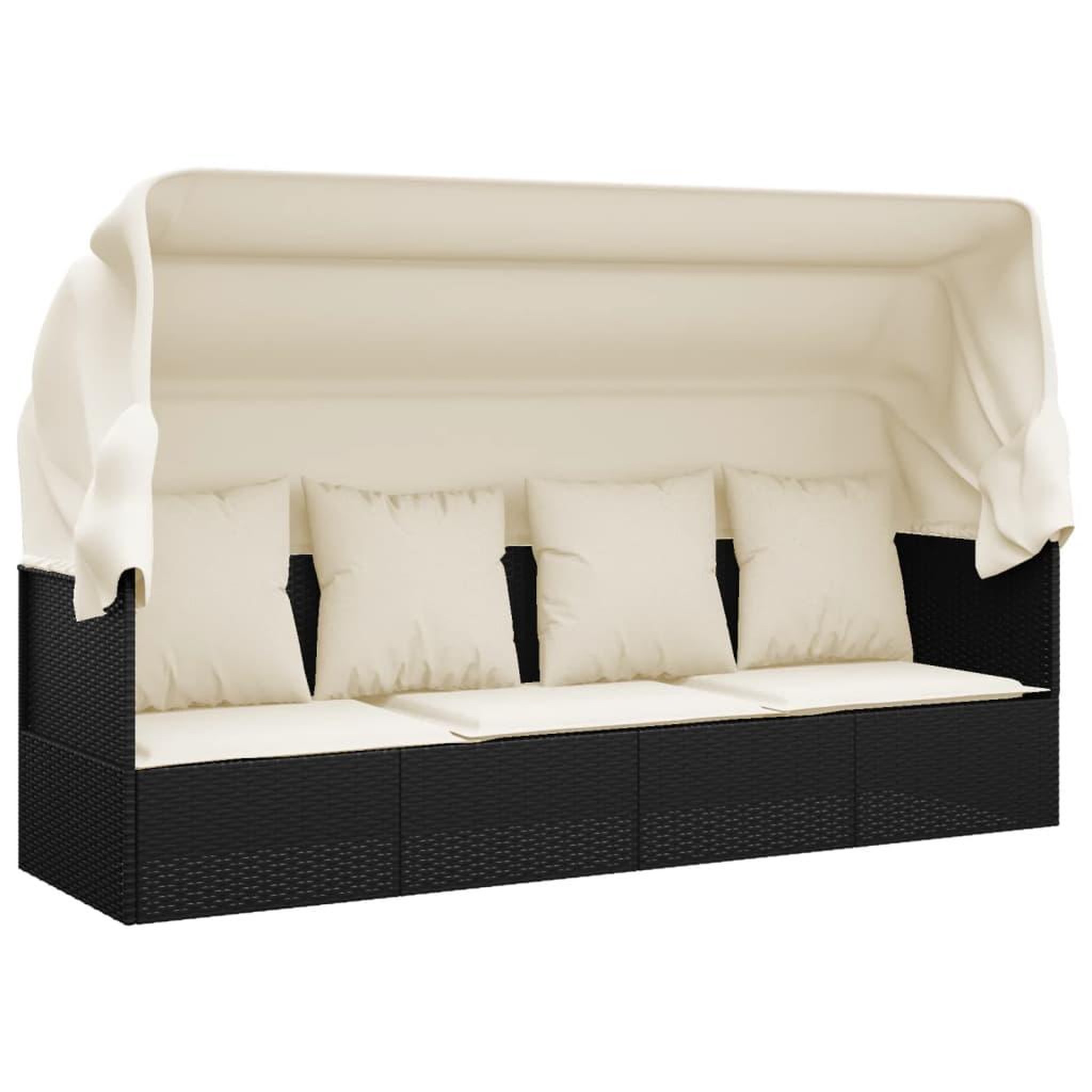 Voir la diapositive 2 : VIDAXL Lit de salon d'exterieur toit et coussins Noir Resine tressee