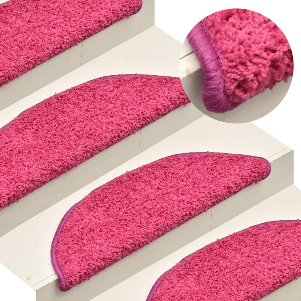 VIDAXL Tapis de marches d'escalier 15 pcs Rose 56x17x3 cm