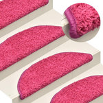 VIDAXL Tapis de marches d'escalier 15 pcs Rose 56x17x3 cm