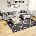 VIDAXL Tapis shaggy a poils longs moderne noir et creme 240x240 cm