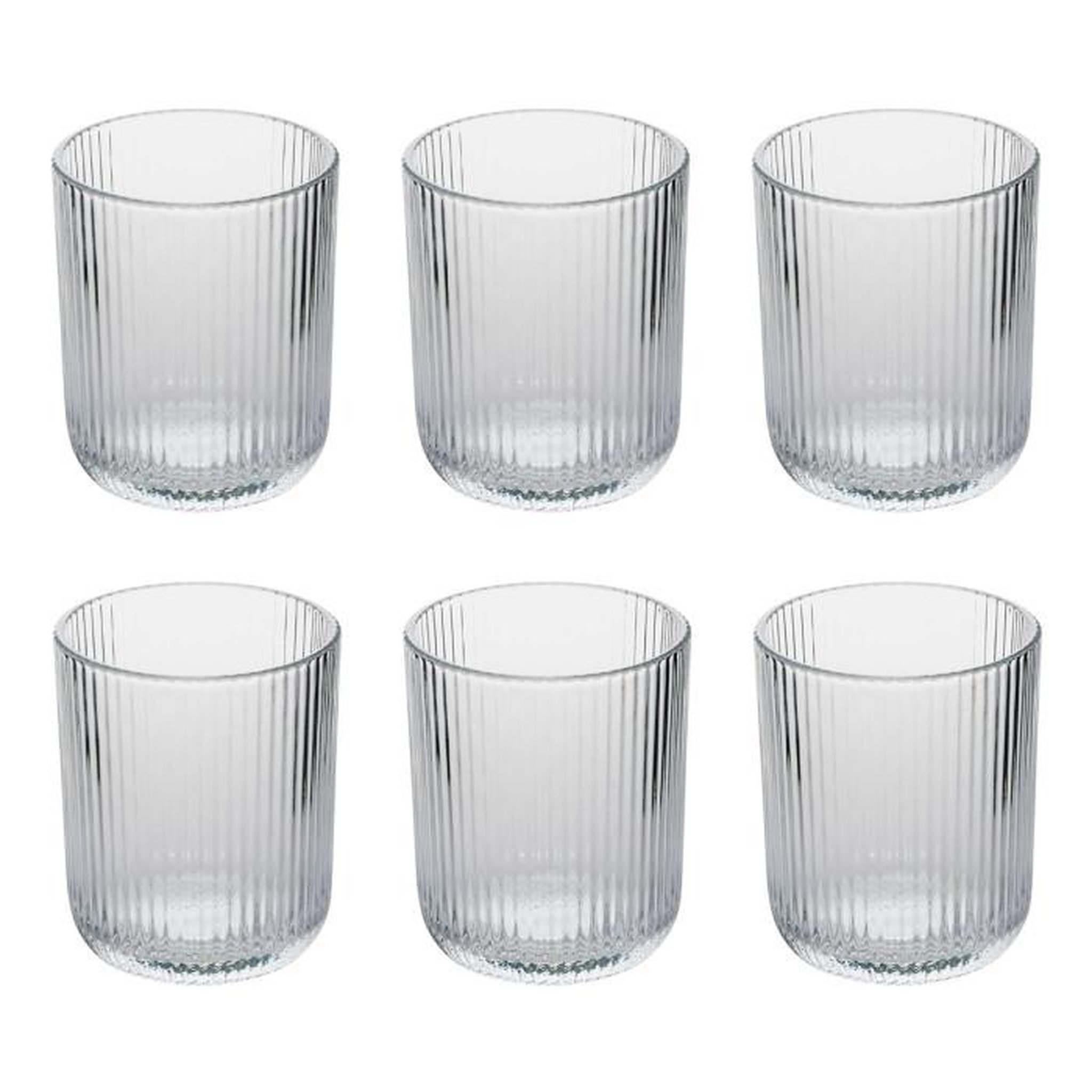 SECRET DE GOURMET Lot de 6 Gobelets Bas Strie  Ema  25cl Transparent