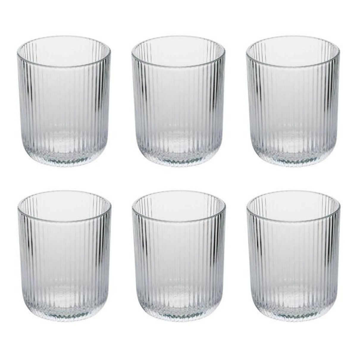 SECRET DE GOURMET Lot de 6 Gobelets Bas Strie  Ema  25cl Transparent