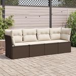 VIDAXL Salon de jardin 4 pcs avec coussins marron resine tressee