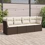 Voir la diapositive 1 : VIDAXL Salon de jardin 4 pcs avec coussins marron resine tressee