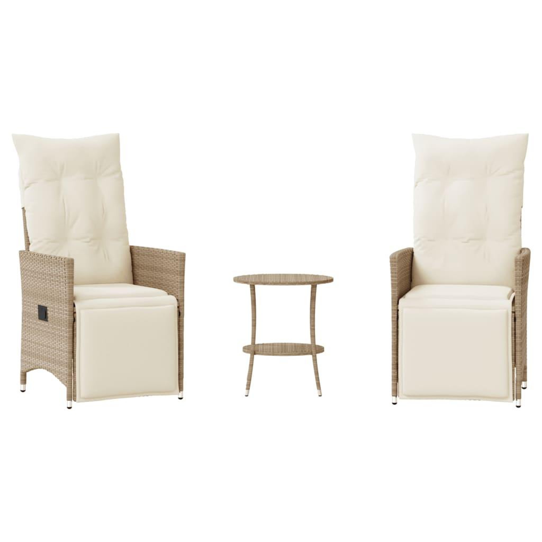 Voir la diapositive 2 : VIDAXL Ensemble de bistro 3 pcs avec coussins beige resine tressee