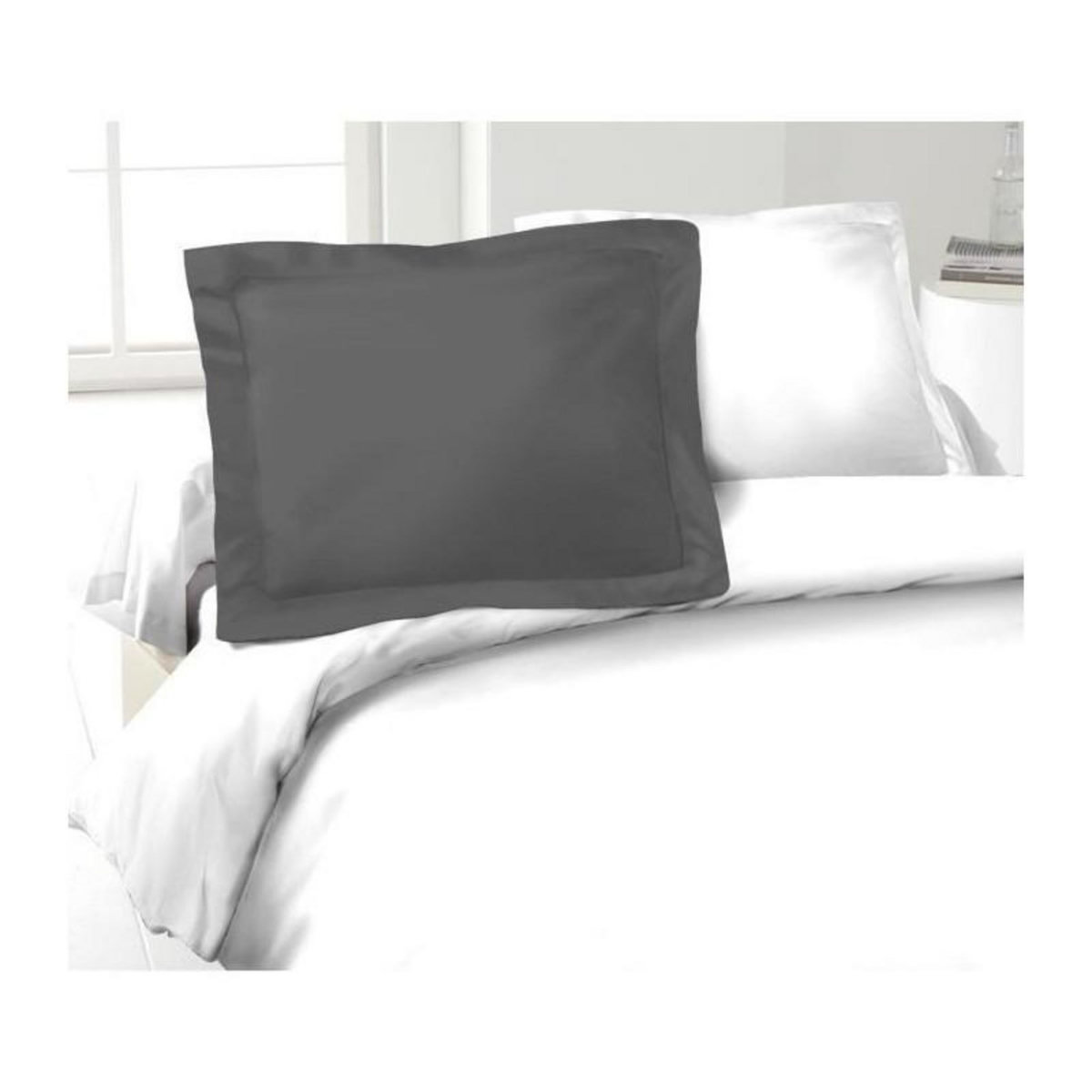 LOVELY HOME LOVELY HOME Lot de 2 Taies dOreillers 100% coton 50x70 cm - Gris fonce