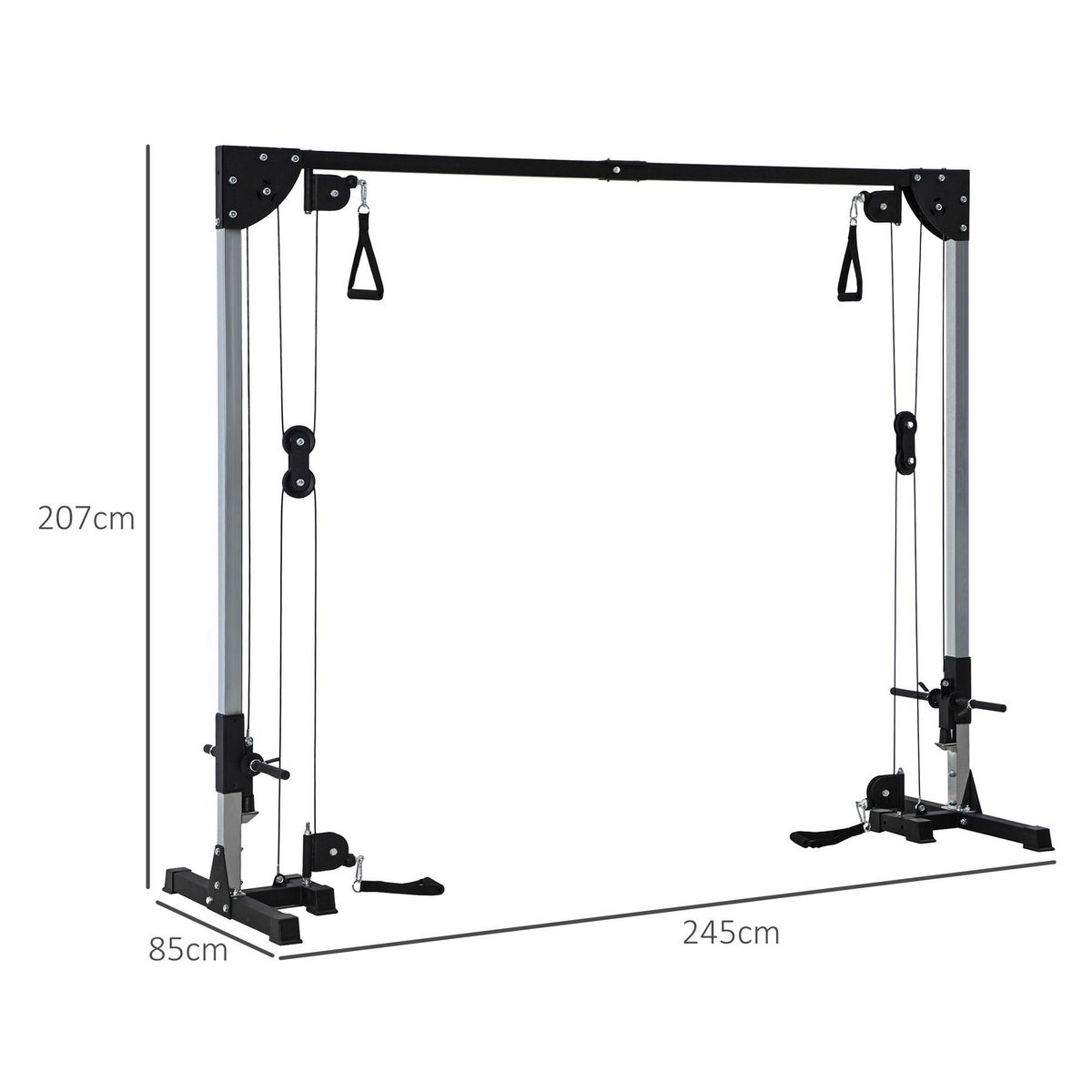 HOMCOM Appareil de musculation double poulie vis à vis crossover - charge libre avec haltère 2 x 50 Kg - acier gris noir