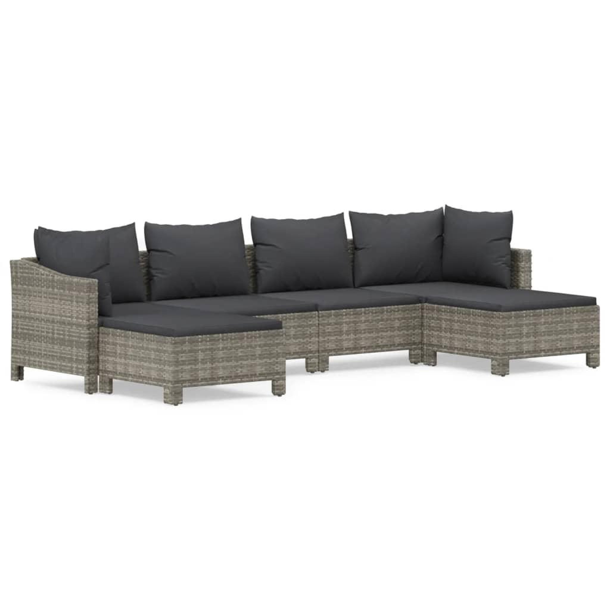 Voir la diapositive 1 : VIDAXL Salon de jardin 6 pcs avec coussins gris resine tressee