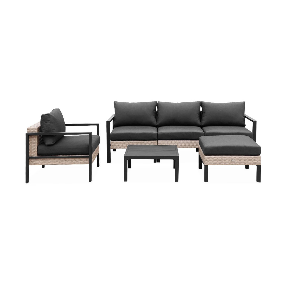 SWEEEK Salon de jardin VELLETRI, aluminium, résine tressée, 5 places