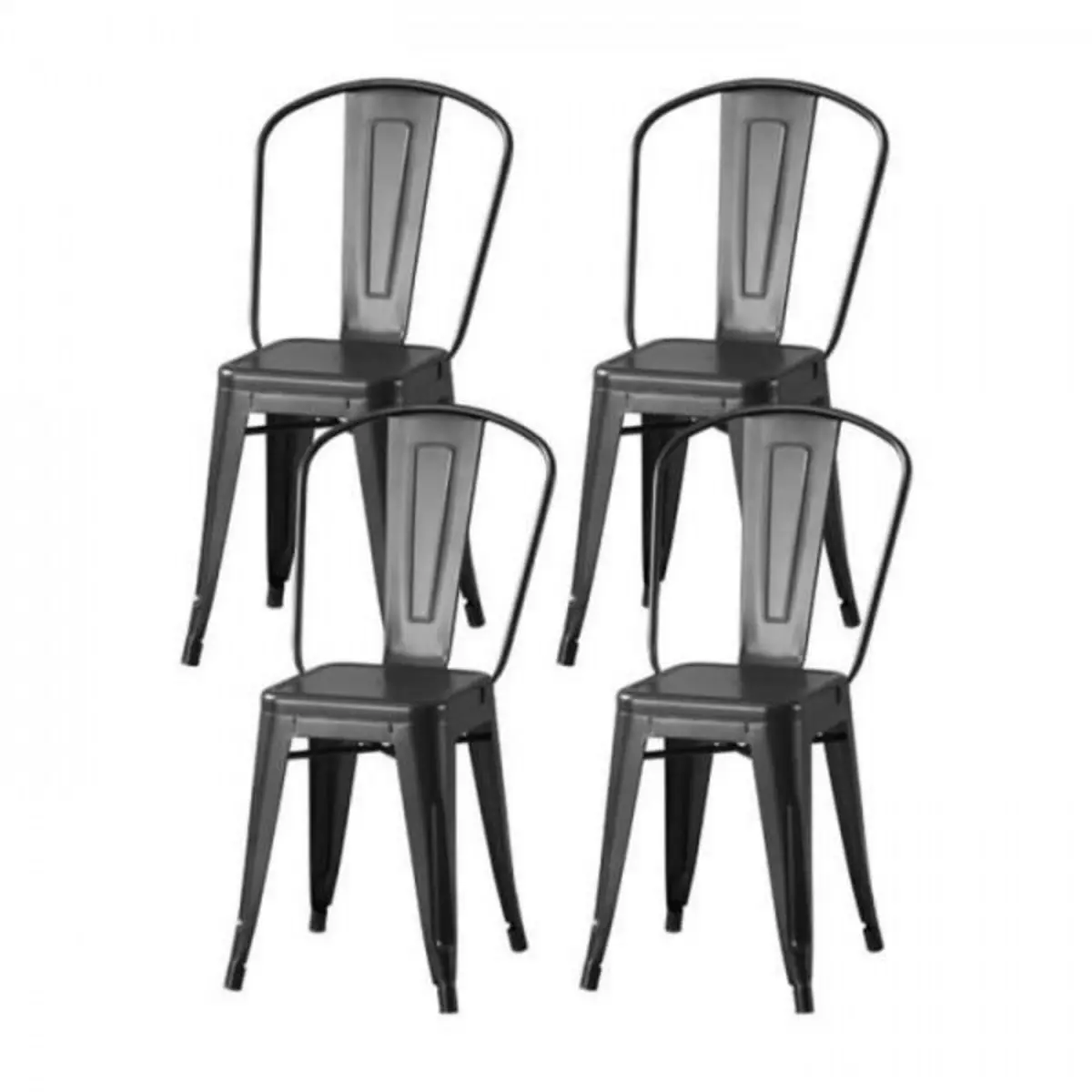MARKET24 Lot de 4 chaises en métal noir - L 44 x P 45 x H 85 cm - DARA